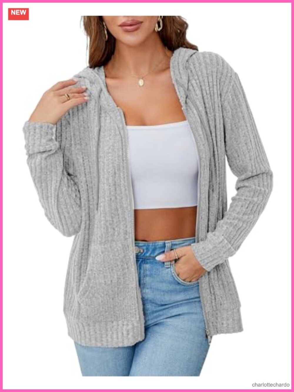 Women's Lightweight Zip Up Hoodie Long Sleeve Oversized Sweatshirt